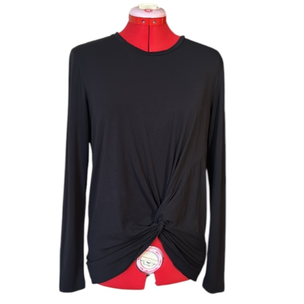 Aritzia The Group Babaton Black Adam Front Twist Long Sleeve Top Size Small